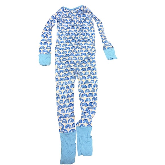 Little Sleepies Rainbow Footie Pajamas 2T Blue White Sleepwear - Picture 2 of 3